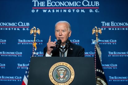 El presidente de EE UU, Joe Biden, en el Club Económico de Washington, el jueves 19 de septiembre de 2024.